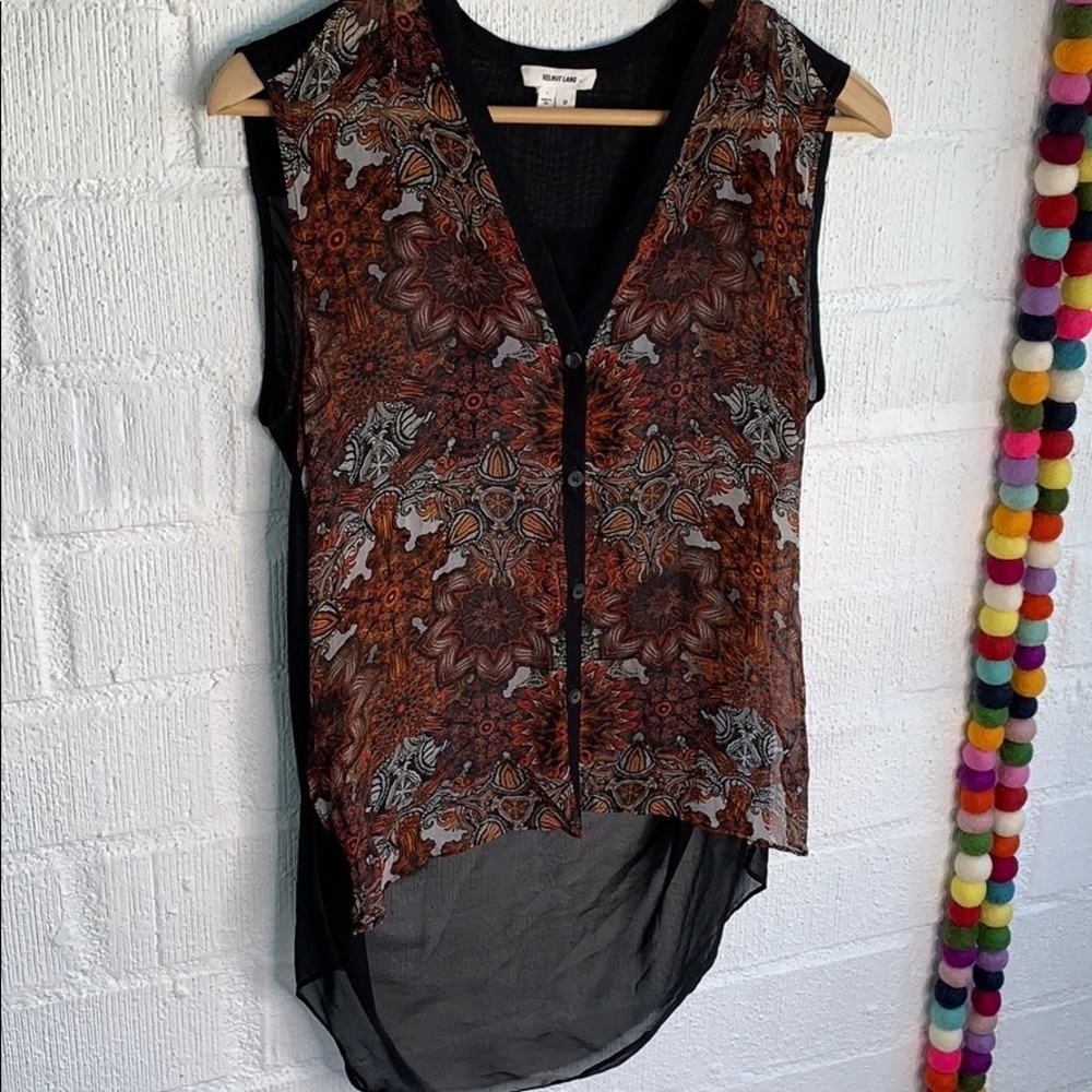 Helmut Lang Sleeveless Sheer Button Up Red Tank - image 4